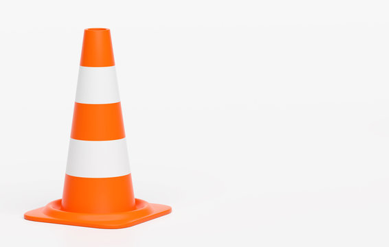 Ein Pylon Verkehrsh&uuml;tchen Leitkegel - stehend freigestellt