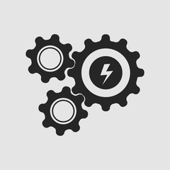 Gears icon. Gears vector isolated. Flat vector illustration in black. EPS