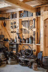 Old traditional carpenter's workshop with its wealth of tools and wood.