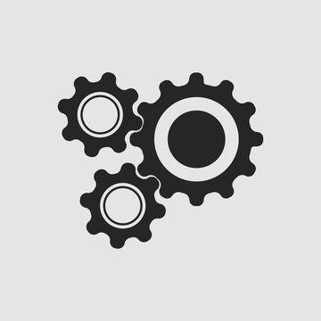 Gears icon. Gears vector isolated. Flat vector illustration in black. EPS
