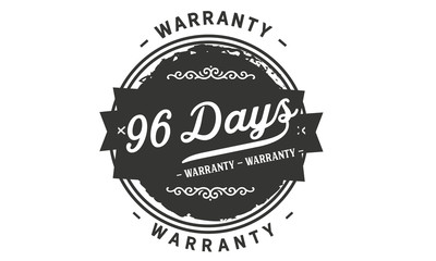 96 days warranty icon vintage rubber stamp guarantee