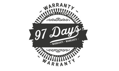97 days warranty icon vintage rubber stamp guarantee