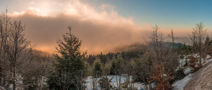 Panoramic view from the Black Forest High Road in Germany.