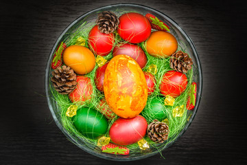 Easter eggs. Colorful Easter eggs with decoration.