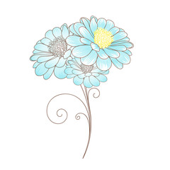 Hand-drawing floral background with flower chamomile .