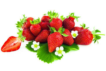 Half strawberry on a white background
