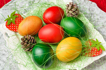 Easter eggs. Colorful Easter eggs with decoration.