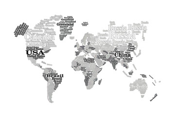Word cloud. Countries.