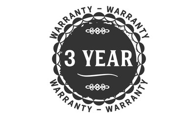 3 years warranty icon vintage rubber stamp guarantee