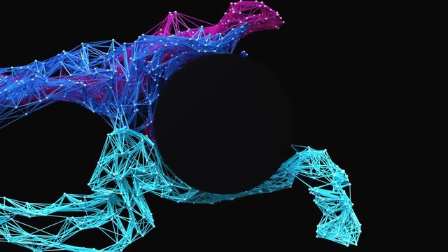 Futuristic particle mesh / circular logo reveal.