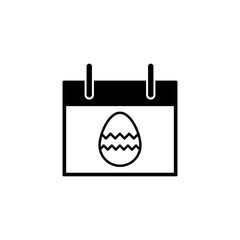 easter egg on the calebdar black vector icon on white background