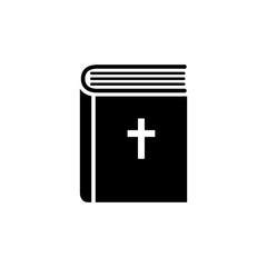 bible scripture book with cross black vector icon on white background