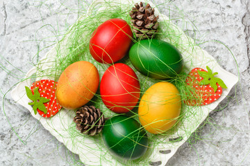 Easter eggs. Colorful Easter eggs with decoration.