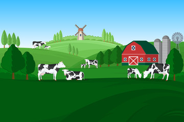 Vector milk farming illustration
