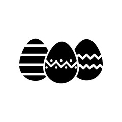 easter eggs with ornament simple black icons on white background