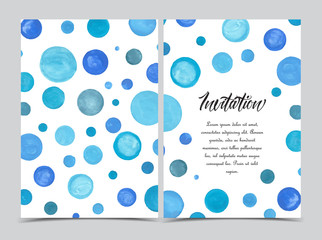 Vector illustration of decoration Watercolor painted circle on background. Set of greeting cards