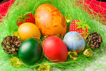 Easter eggs. Colorful Easter eggs with decoration.