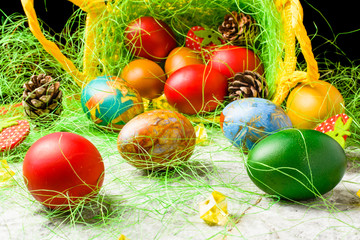 Easter eggs. Colorful Easter eggs with decoration.
