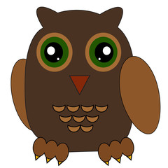 Illustration of a cartoon brown owl