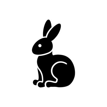 hare rabbit bunny silhouette black icon on white background