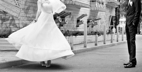 Bride and groom on wedding day