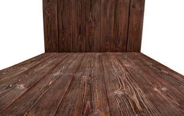 Brown wooden background for photo shooting. Isolated.