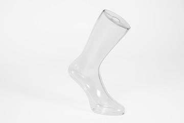 Transparent foot for advertising the product on a white background.