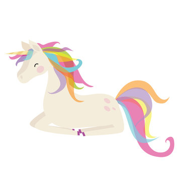 Cute unicorn vector cartoon illustration