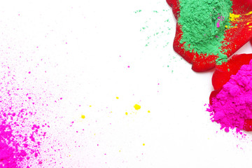 Herbal holi color background with flower 