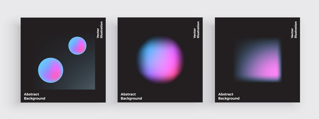 Minimal cover design, gradient blurs, liquid color covers set. Fluid shapes with bright colors. Trendy futuristic design posters. Template for Cover, Banner, Placard, Flyer, report, brochure