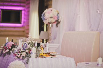 Decoration of the hall with flowers and fabric 630.
