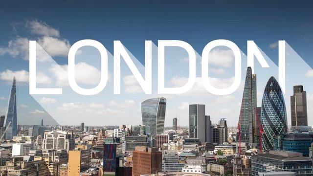 amazing london city skyline timelapse with data and computer programming information mapped over the skyline and the word london