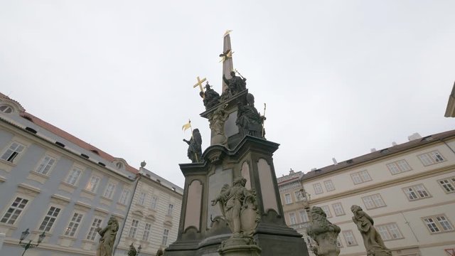 The Holy Trinity Column is installed in Mal&aacute; Strana, Prague, Czech Republic.