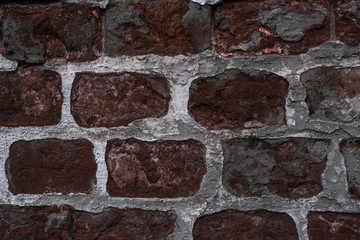 Old brick masonry in close-up view - vintage background