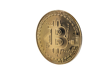 golden bitcoin isolated on white background