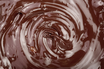 Melted chocolate swirl as a background closeup
