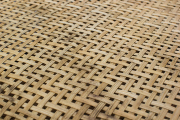 Handmade bamboo weave pattern texture. Abstract background from low angle view.