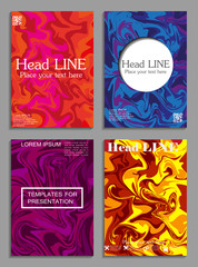 Liquid colors covers set. Bright colors mixture. 