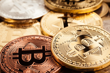 Bitcoin heap close-up