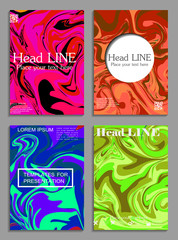 Liquid colors covers set. Bright colors mixture. 