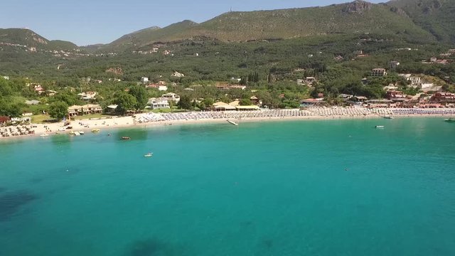 Aerial video of Parga in Greece with beatch