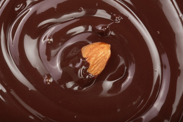Melted chocolate swirl as a background closeup