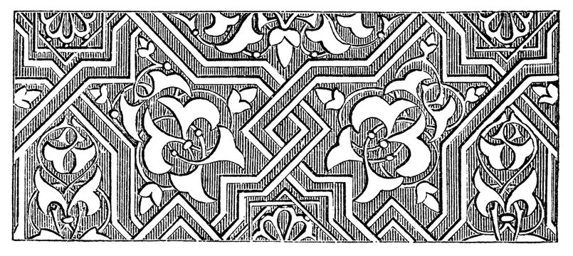 victorian engraving of an arabesque pattern