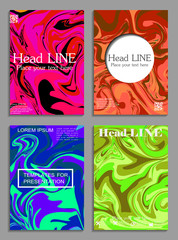 Liquid colors covers set. Bright colors mixture. 