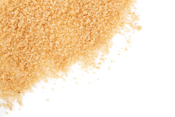 brown sugar isolated on white background with copy space for your text. Top view. Flat lay