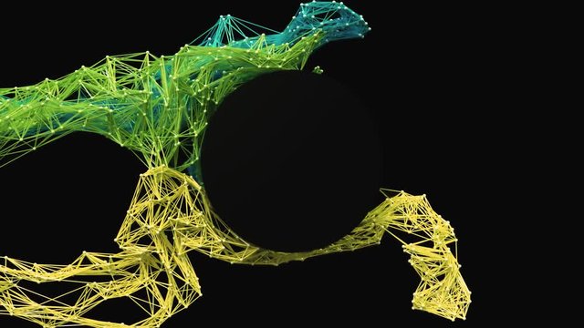 Futuristic particle mesh / circular logo reveal.