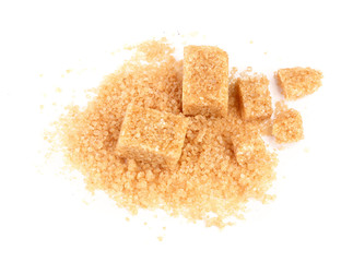 brown sugar heap isolated on white background