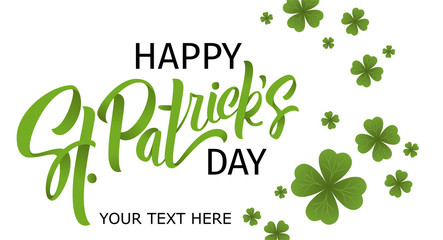 Happy St. Patrick's Day banner.  Illustration of a beer mug with lettering St. Patrick's Day. Beer party.