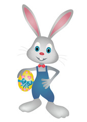 Easter bunny holding easter egg vector