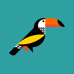 Modern flat style illustration of colorful toucan © ussr design studio
